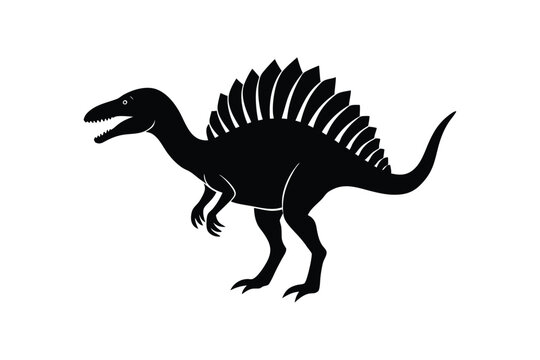 black spinosaurus silhouette on white background clip art preview
