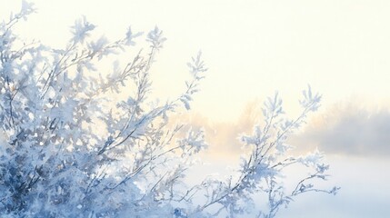 Obraz premium Frosty Watercolor on a Windowpane in Soft Light