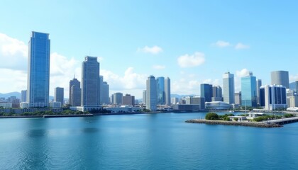 Fototapeta premium Vibrant cityscape on a clear day