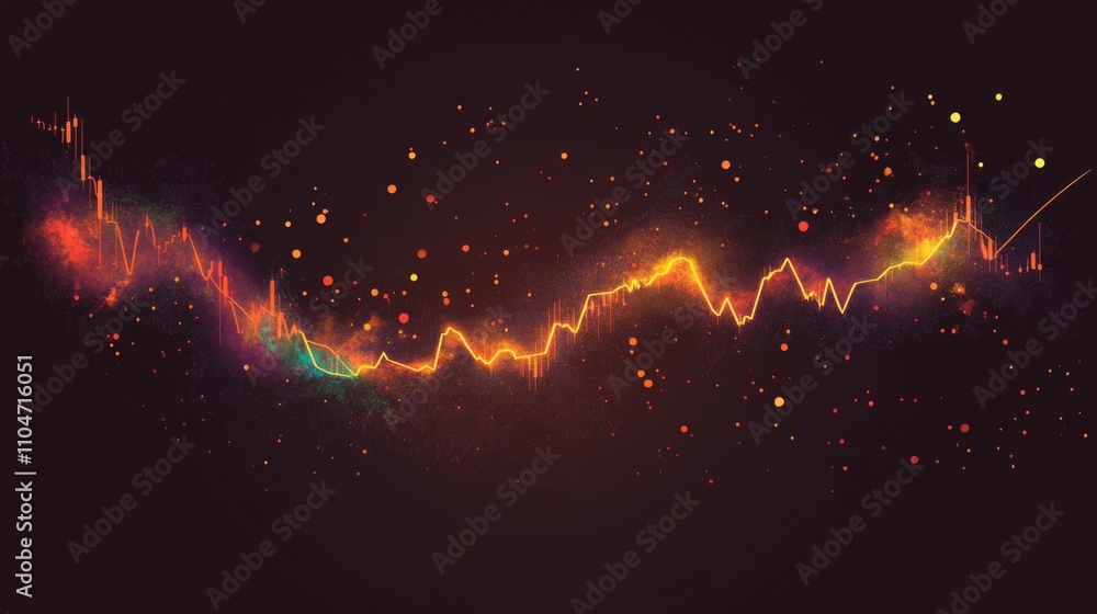 Aufkleber colorful abstract financial chart with dynamic waves and dots
