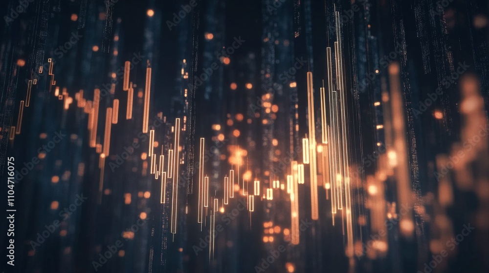 Fototapete abstract digital visualization of data flow and stock trends