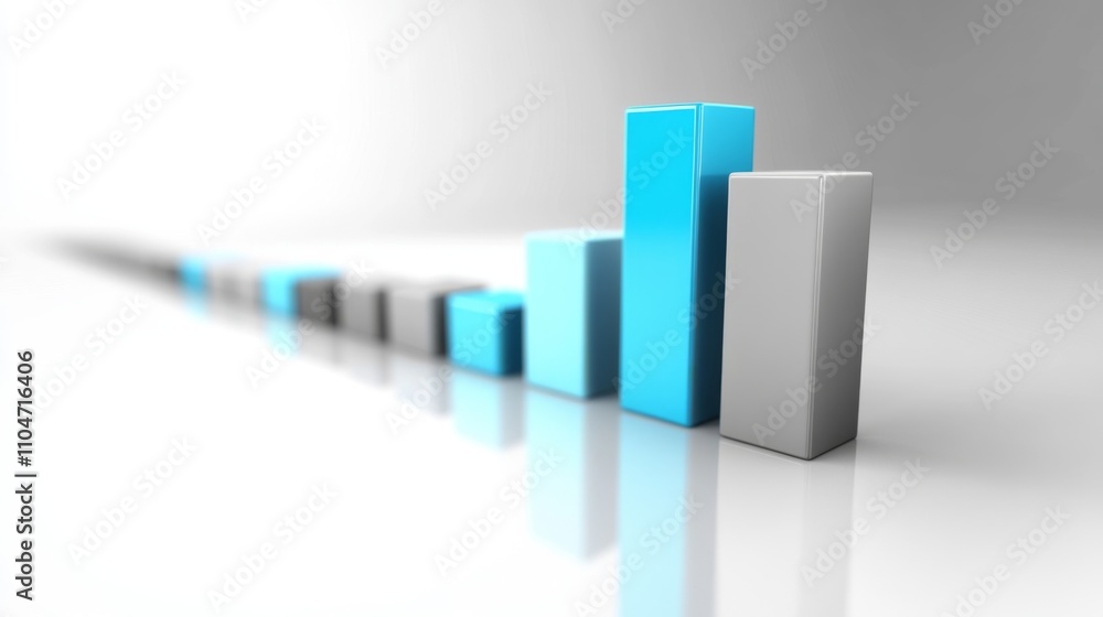 Poster modern 3d business graph with colorful bars representing growth