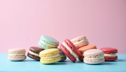 Obraz premium Deliciously colorful macarons for a sweet treat