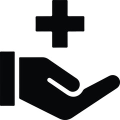 Obraz premium Hand icon vector, flat design best vector icon on white background hand holding medical Icon. Flat style design isolated on white background. Vector illustration