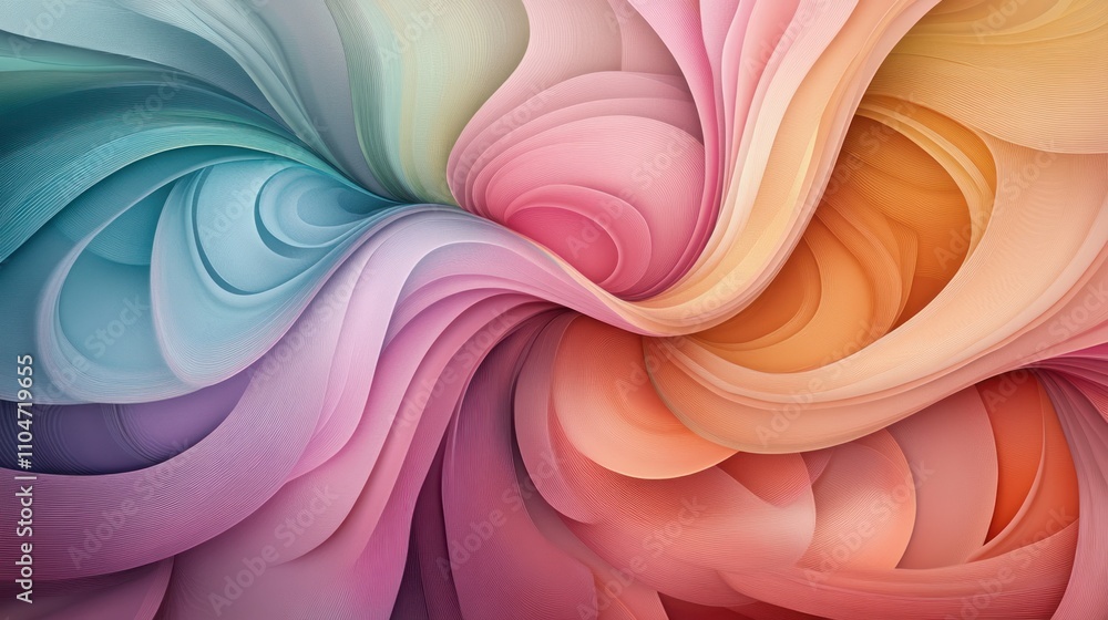 Wall mural Abstract swirling pastel colors forming a vortex.