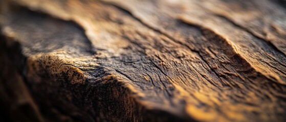 close-up of textured wooden surface with natural patterns and warm lighting