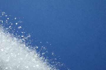 Festive background with white snow, copy space composition