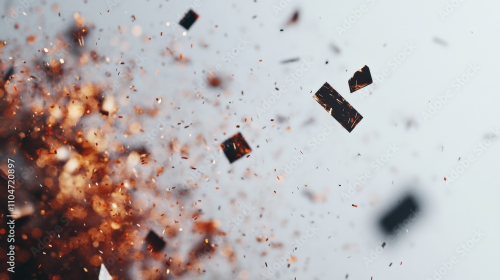 Poster abstract explosion of particles creating dynamic motion and energy