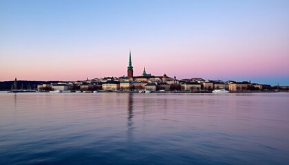Fototapeta premium Charming cityscape at sunset perfect for travel and tourism