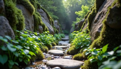  Natural beauty  A serene mossy creek