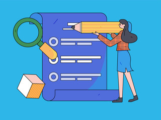 Invite friends to conduct questionnaire flat vector concept operation hand drawn illustration
