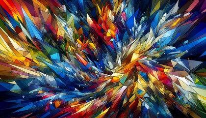 Abstract Colorful Geometric Crystal Shard Design