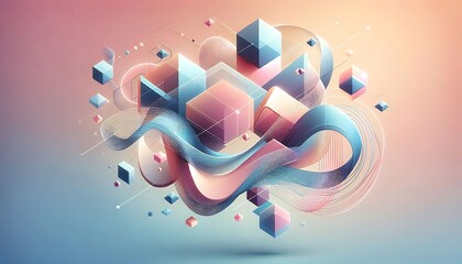 Abstract Geometric Shapes Flowing Pastel Colors