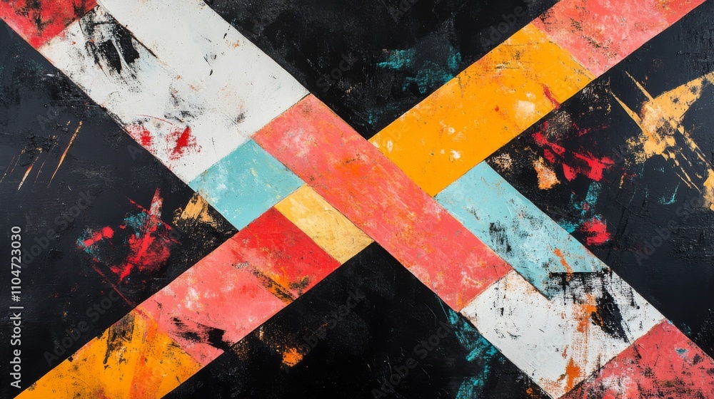 Poster abstract colorful geometric pattern against textured dark background