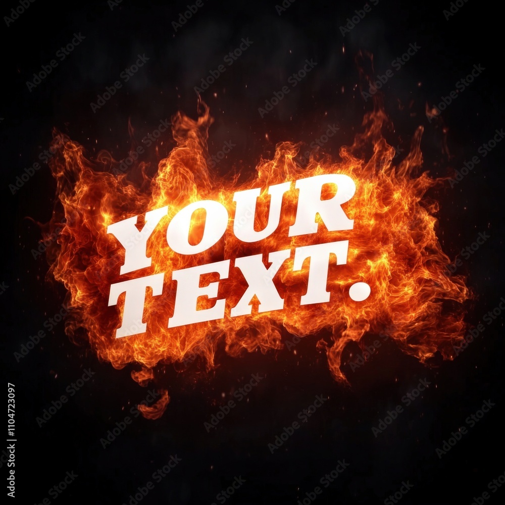 Poster fiery background with customizable text for creative designs