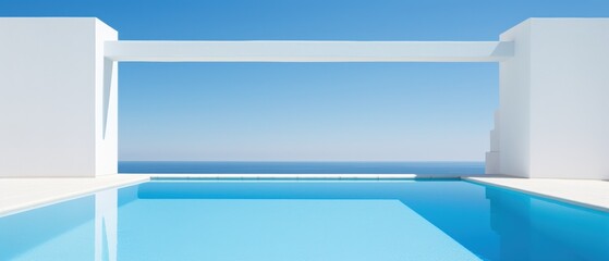 modern architecture with a serene pool overlooking the ocean