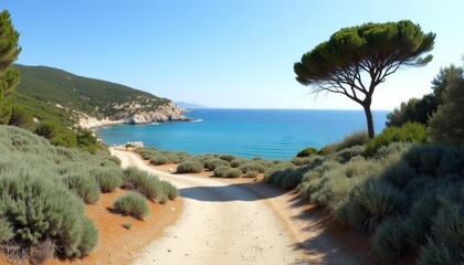  A serene coastal path leading to the sea