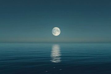 serene moonlit ocean with calm waters reflecting the moon