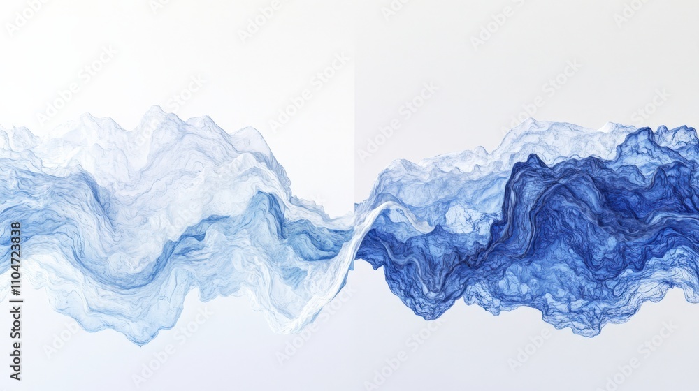 Poster abstract blue and white waves creating a serene and calming visual effect