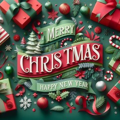 Merry Christmas Festive Papercraft Holiday Design