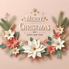 Elegant Christmas Floral Arrangement Greeting Card Design