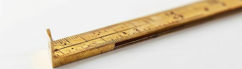 A close-up view of a vintage measuring tool, showcasing its detailed markings and unique craftsmanship.