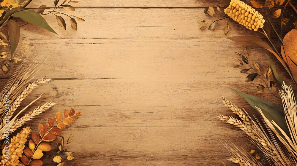 Poster design a thanksgiving menu template with a farm-to-table aesthetic. feature a wooden table backgroun