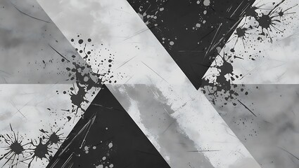 Abstract Grey Black Ink Splatter Triangle Design