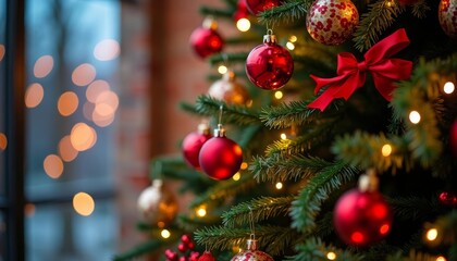  Joyful Christmas tree with twinkling lights and festive ornaments
