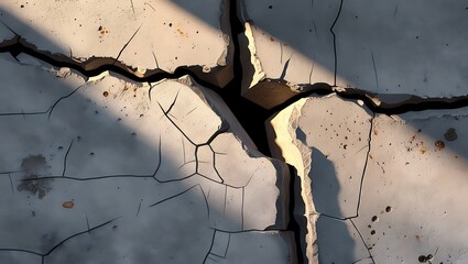 Cracked Concrete Surface Showing Deep Fractures