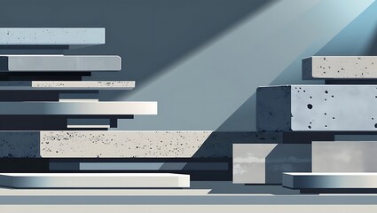 Abstract Concrete Blocks Minimalist Modern Design