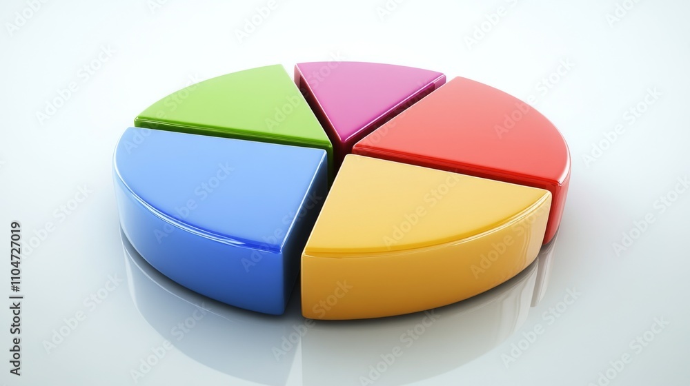 Poster colorful pie chart segment on white background for data visualization