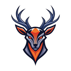 simple modern deer head logo with clean lines and minimalist style and simple color pallete. deer head logo on white background