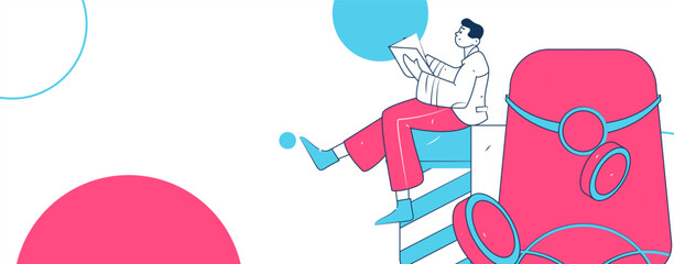 Use red envelopes to attract new customers and promote activity. Flat vector character concept illustration
