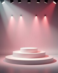 empty stage with red curtains