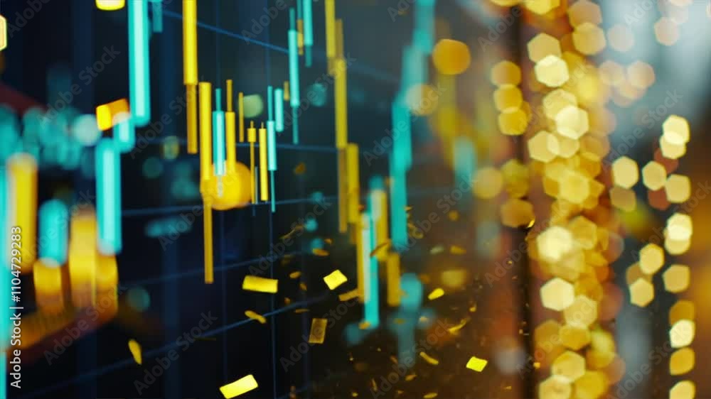 Aufkleber vibrant financial chart analyzing colorful candlestick patterns and market trends for investment opp