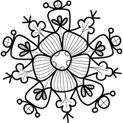 hand draw mandala pattern black lines vector