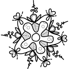 hand draw mandala pattern black lines vector