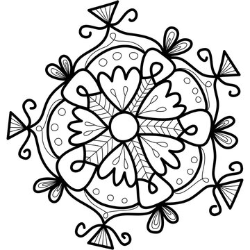 hand draw mandala pattern black lines vector
