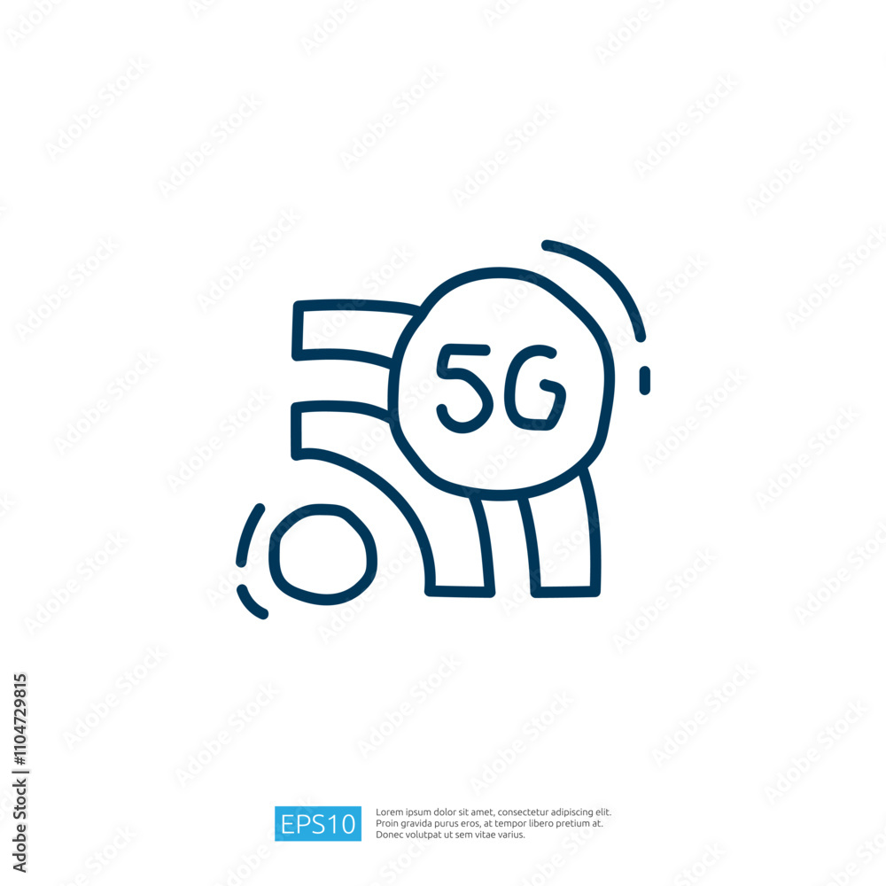 Poster the image features a simple graphic representation of a 5g symbol, indicating high-speed wireless te