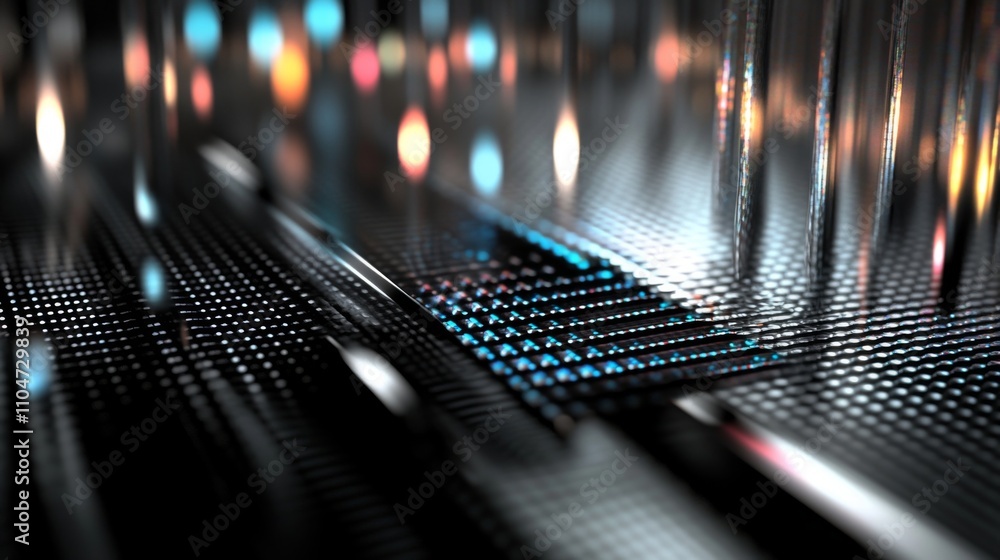 Poster Abstract Close-Up of Colorful Lights and Circuit Board Technology