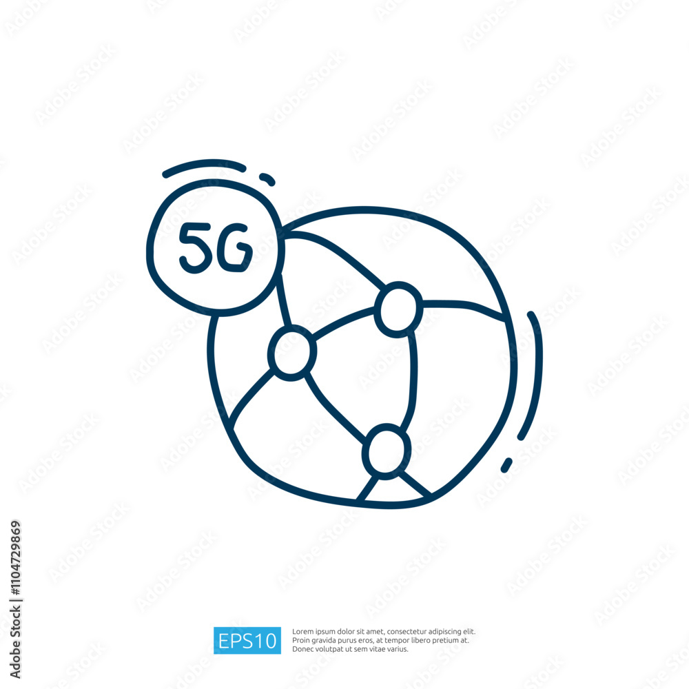 Aufkleber a simple illustration representing 5g technology, featuring a network diagram with interconnected no