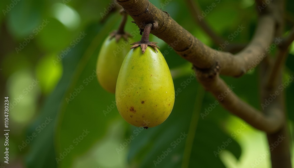 Canvas Prints  Ripe mango hanging from tree branch ready for harvest