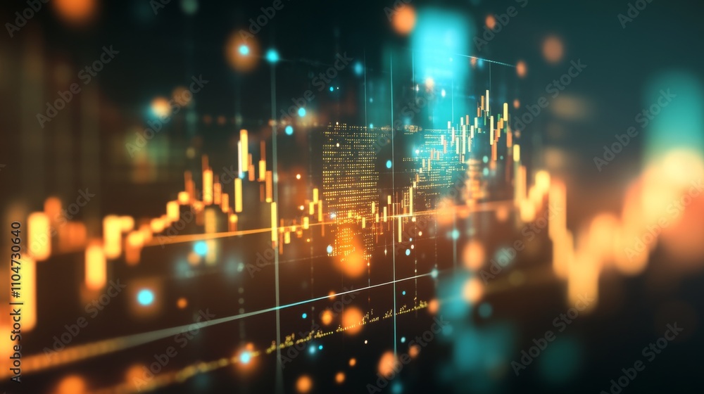 Leinwandbilder abstract data visualization with bright lines and colorful lights