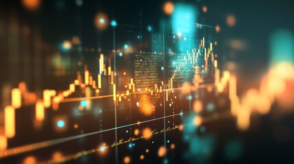 Obraz premium Abstract Data Visualization with Bright Lines and Colorful Lights