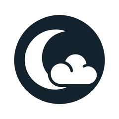 Fantasy moon in the cloud in the sky black silhouette vector icon design