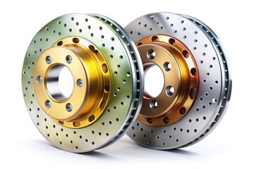 High-Quality 3D Render of Car Brake Discs Isolated on White Background for Automotive Industry, Vehicle Parts, Engineering, and Technical Illustrations
