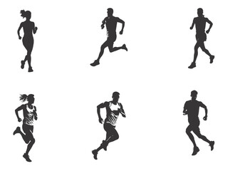 silhouette of running people. vector people running silhouettes