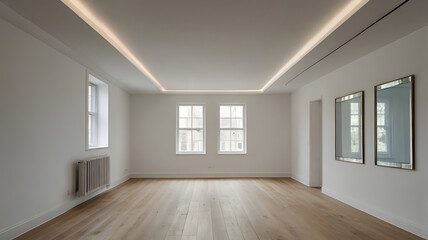 Empty Room with Minimalist Design and Neutral Background