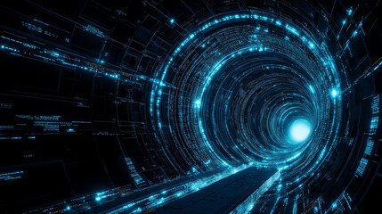 Obraz premium Digital Vortex: Journey into the Cyberspace Tunnel 